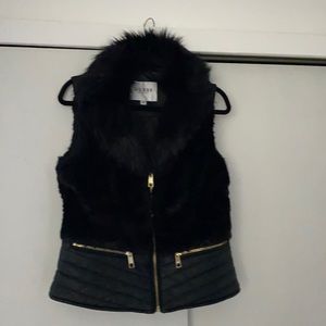 Guess Black faux fur and leather vest